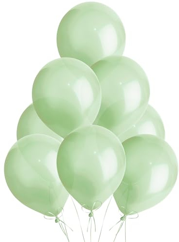 Metallic Light Green Balloons 25 Pack, Large 12 Inch Thick Latex Biodegradable Helium Party Balloons for Birthday, Wedding, Baby Shower, Valentine's Day Events Decoration for Balloon Arch Garland