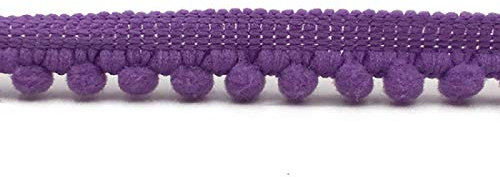 Yalulu 20 Yards Mini Bommelborte Fringe, Mini Pompons Pompomband Borte mit Bommel zum Kleidung DIY Vorhängen, Kissen, Steppdecken Nähen (Lila)