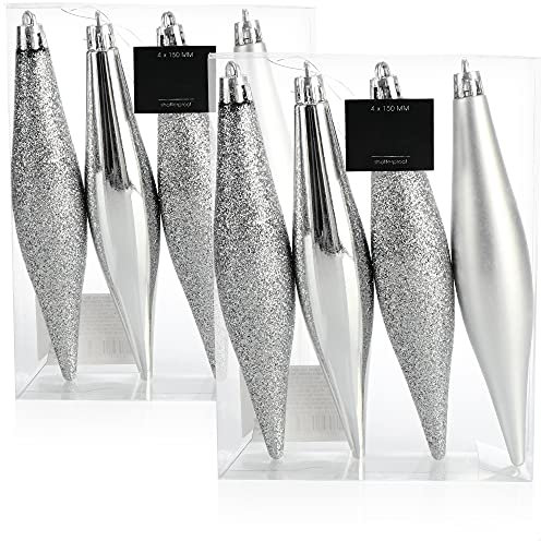 com-four® 8X Christbaumanhänger in Zapfen-Form, bruchfester Christbaumschmuck, Zapfenanhänger als Weihnachtsbaum-Dekoration, tolle Hängedeko