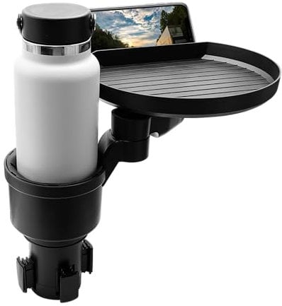 Macally Car Meal Tray - Expandable Cup Holder with Phone Slot - 9 Food Tray Table for Yeti, Hydroflask