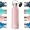 NUMADA-Botella Personalizada con Nombre 600ml de Acero Inoxidable Rosa Estanca con Recubrimiento Cerámico|Frío 24H y Calor 12H|Boca Ancha|Libre BPA|Incluye 2 Tapones (1 Sport)/Bolsa Transporte