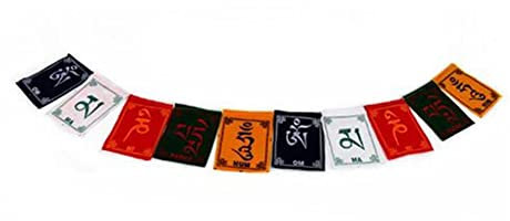 Stormflag Mini Drapeaux de prières imprimés Daming mantra Drapeau tibétain coton – drapeaux avec coton 10 pièces petits drapeaux de prière pour l'extérieur, 8x11cm