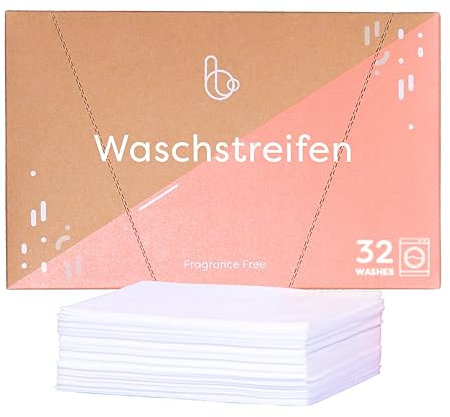 Brauzz Waschmittel Blätter Duftfrei - 32 Waschstreifen zum Wäsche waschen, vegane und wasserlösliche Waschblätter, Color Vollwaschmittel für bunte, weiße und schwarze Wäsche