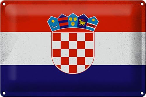Femer Blechschild Flagge Kroatien 30x20cm Flag of Croatia Vintage