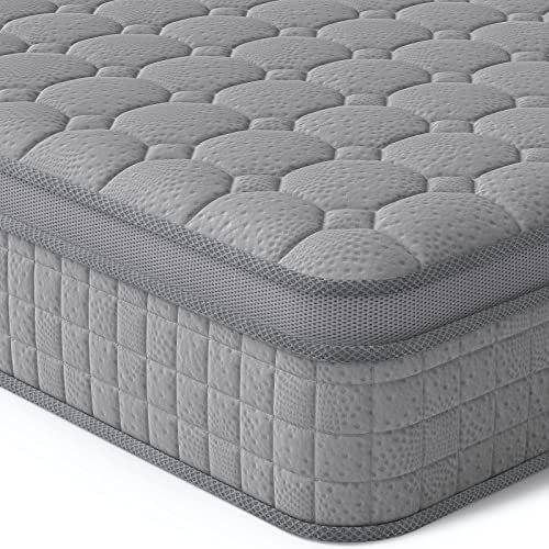 Vesgantti Vollmatratze, 25,4 cm, mehrlagig, Hybrid, mit Memory-Schaum und Taschenfedern, mittelfestes Gefühl, Grau