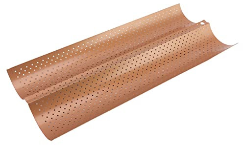 MISETA Baguettes - Vassoio da forno per baguette, 2 fessure, design perforato antiaderente, per baguette francesi