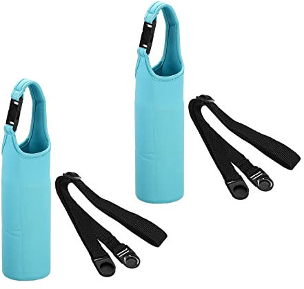 PATIKIL 67mmx185mm Water Bottle Sling Bag, 2 Pack Neoprene Portable Insulated Bottle Holder Carrier with Removable Adjustable Shoulder Strap, Light Blue
