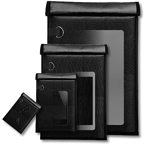 Feirenql Faraday-Taschen für Handys, 4 Stück Faraday-Taschen für Laptops, Tablets und Autoschlüssel, Signalblocker-Tasche, Faraday-Schlüsselanhänger-Schutz