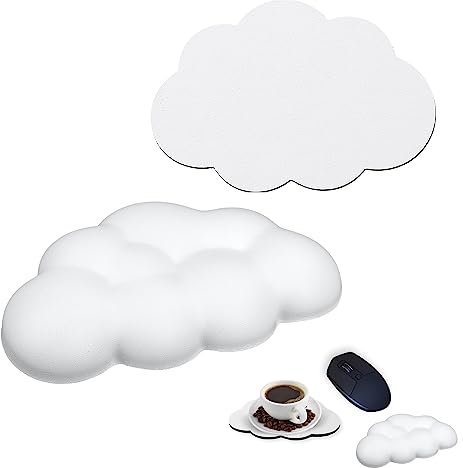 SAVITA Cloud Mouse Pad Rest with Leather Waterproof Coaster, Ergonomic Palm Rest Mouse Pad for Computer Laptop Office Work