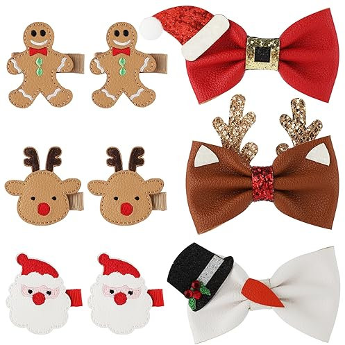 9stk Weihnachts-Haarspangen, Weihnachts haarschmuck Weihnachts-Haar-Accessoires Weihnachts-Haarspange mit Schleife für Mädchen und Frauen Weihnachts-Geburtstagsparty-Geschenk