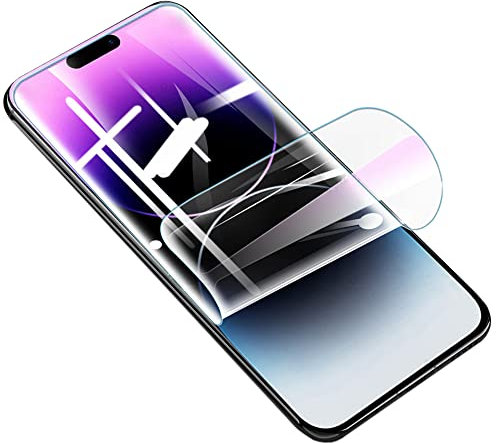 PORRVDP Protector de pantalla de película de hidrogel para iPhone 15, película protectora de TPU suave transparente de 2piezas (NO cristal templado) [Alta sensibilidad] [HD transparente]