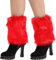 Nanxson Damen Mädchen Stulpen Furry Fuzzy Beistulpe Beinwärmer Kurz Beinlinge Strumpf (Hell Rot)