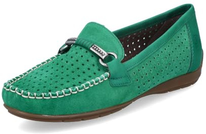 Rieker Damen Slipper 40253, Frauen Slip On,College Schuhe,Businessschuhe,Slip-ons,Mokassins,Halbschuhe,Slides,Schlupfschuhe,grün (54),37 EU / 4 UK
