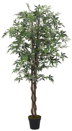 vidaXL Ahornbaum Künstlich, Kunstpflanze mit 336 Blättern, Kunstbaum Dekobaum für Innen Außen, Künstliche Pflanze Zimmerpflanze, Grün 120 cm