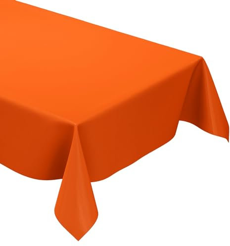 KEVKUS Wachstuch Tischdecke unifarben 021 orange einfarbig wählbar in eckig, rund und oval - Größe eckig 100x140cm mit Paspelband