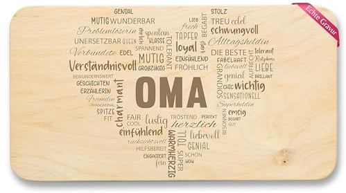 Shirtracer Frühstücksbrettchen Holz Herz Oma Affirmation | Holz, 22x12, Muttertag, Geburtstag, Küchenaccessoire, Mitbringsel