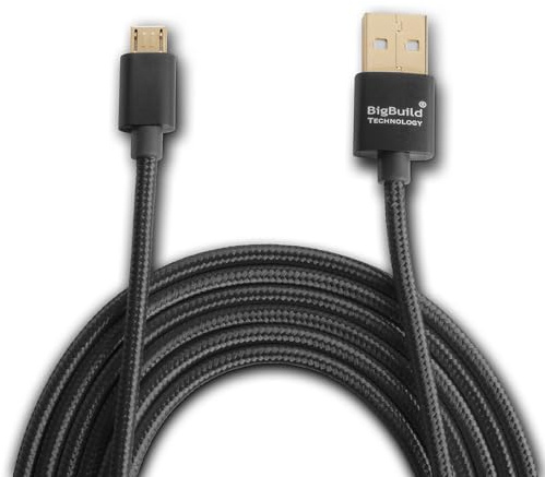 BigBuild Technology SCHWARZ 2 Meter Gold-USB-Kabel für Oppo A11k, A12, A15, A16, A17, A31, A35, A8 Mobile