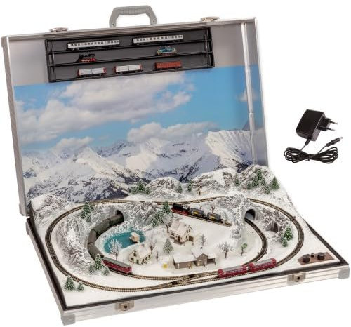 Noch 88415 Modellbahnanlage Oberstdorf (mit Minitrix® Gleisen) - N-Spur, 1:160, weiß, blau, grün - Layout, Modellbahn, 9 mm Spurweite, Kompakt, Beleuchtet, 79.5 x 54.5 x 16.0 cm