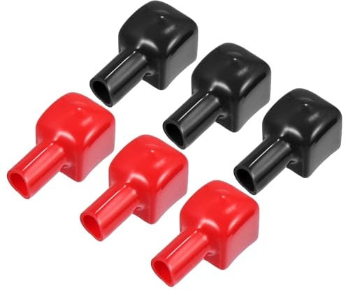 VekAuto 3 Pair Battery Terminal Insulation Covers, 33mm Length 7mm 0.28 Car Battery Post Cap Universal for Motorcycle Truck Marine Durable PVC Red Black