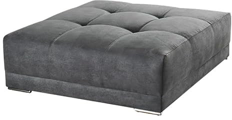 XXL-Hocker 120 cm x 120 cm mit Federkernpolsterung und markanten Steppungen in der Sitzfläche, passende Ergänzung zum Big Sofa 15113, angenehmer Mikrofaserstoff-Bezug in Grau / 15139