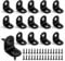 Small Angle Brackets, 16pcs L Brackets, Stainless Steel Corner Bracket for Wood, Right Angle 90 Degree Bracket with 32 Screws for Furniture Desk Table Shelf Corner Braces (20 x 20mm, Black)