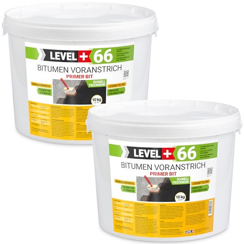 LEVEL+66 Bitumen Voranstrich Gebrauchsfertig Haftgrund 20kg Grundierung Bitumengrund Fundamente Aussenwände Keller