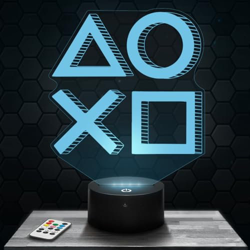 Lampephoto.fr - Logo AOXO 3D Lampe, Touch Nachtlicht, Dekoration für Jungenzimmer Gaming Gamer Videospiele Geschenkidee Logo AOXO Schreibtischlampe für Jugendliche, originell, 3D Led Illusion