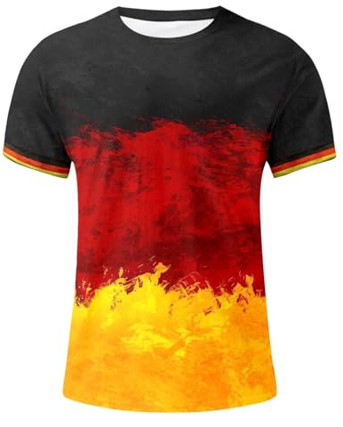 DHYUEN Tshirt Herren Kurzarm Rundhals Deutschland Trikot Em 2024 T-Shirt Fußball Nummer Druck Deutschland Fanartikel Tee Tops Kurzarmshirt Sommer Fashion T Shirt Deutschlandtrikot Germany Sportshirt