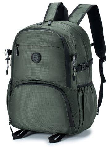 BAGZY Rucksack Handgepäck 45x36x20 easyJet, Faltbarer Trekkingrucksacke Klein Reiserucksack Rucksack Leicht Kabinentasche Outdoor Daypack Reisetasche für College Camping Wandern Reisen, Grün