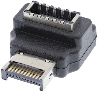 CY Adapter 20pin Type-E Male to Type-E USB 3.1 Front Panel Header Female Motherboard Extension Data Adapter 90 Degree Angled