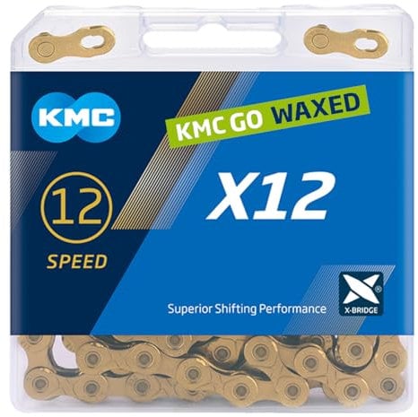 Fahrrad Kette, KMC Fahrradkette, X12 Ti-N Gold, 1/2 x 11/128, 126 Glieder, 12-fach, waxed, gold