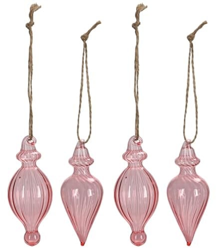 Lot de 4 boules de Noël en verre - Rose - Décoration de fenêtre - Décoration de sapin de Noël à suspendre - Décoration de Noël originale