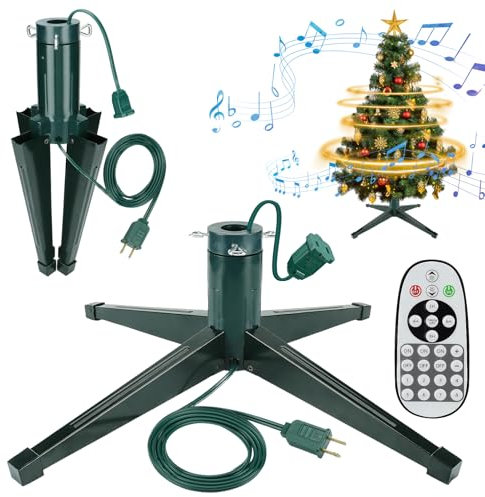 360 ° drehbarer Weihnachtsbaumständer – Weihnachtsbaum-Spinner mit Musik, stabiler künstlicher Baumständer, Basishalter für bis zu 2,4 m 45,4 kg große Weihnachtsbäume