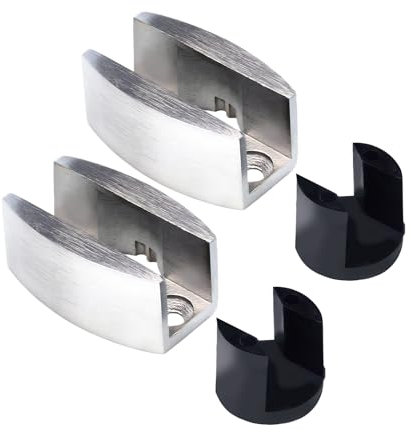 2 pièces Guide de sol pour porte coulissante en verre, guide de sol en acier inoxydable pour porte coulissante, guide de sol en acier inoxydable en verre sans cadre/salles de douche/cloisons en verre