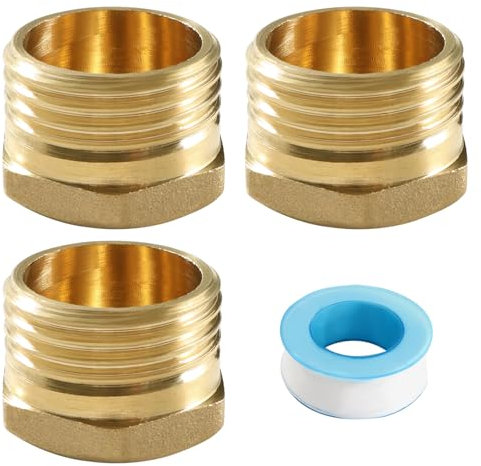 Lyeteung 3 Stücke G1/2 Messing Rohrkappe Endkappe, Gewindekappe Messing Schlauchkappen Sechskant mit Rohmaterialband