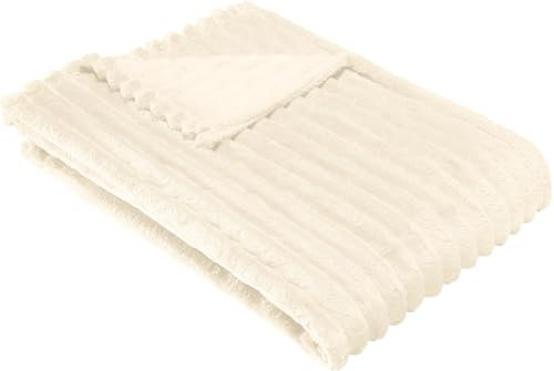 Erwin Müller Wohndecke Aosta Fleece in Cordoptik wollweiß Größe 180x220 cm