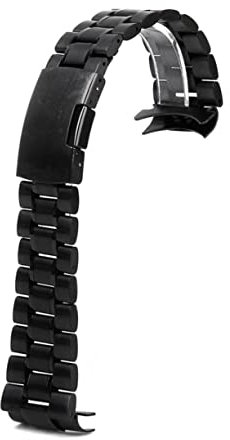 TOGEVAL Ersatzarmband für Die Uhr Mm Edelstahl Massive Glieder Armband Gebogene Ösen 180 Mm 3 5 Mm Schwarz Inklusive 4 Uhrenfederstegen