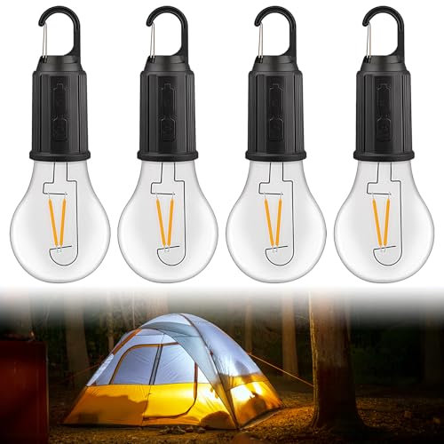 Bombilla LED recargable para camping, 4 unidades, 5 W, regulable, recargable, lámpara de camping, lámpara de emergencia, luz de camping, luz de camping, luz de camping, luz de camping, luz de