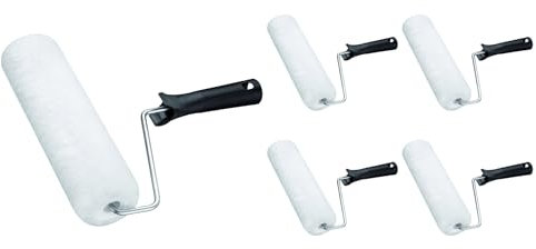 Colour MALERROLLE I Einwegrolle mit Griff für Malerarbeiten, Streicharbeiten, Abdichten, Grundieren I Farbwalze mit Bügel I 18cm breit I Farbrolle 5x Set I Renovieren