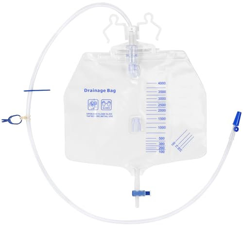 Urindrainagebeutel Bags mit einzigartiger Anti-Reflux-Tropfkammer, verstellbaren Clips und hängendem Haken für den Einsatz zu Hause und im Krankenhaus (3 Stück 4000mL)