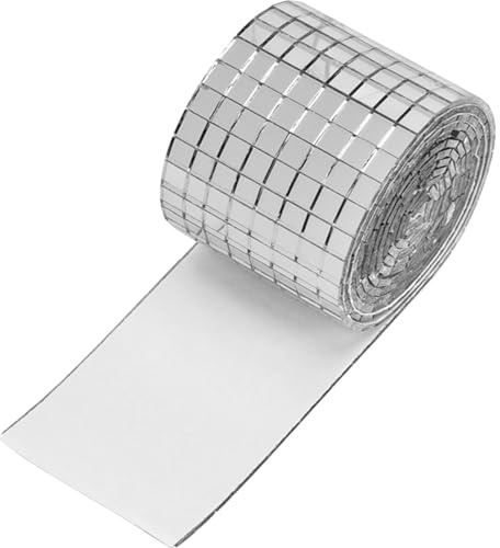 UKCOCO Selbstklebender Glaswandaufkleber Mosaikfliesen Aufkleber Silber Selbstgemacht Wanddekoration für Innenräume mit Einfachem Anbringen und Langlebigem Glasmaterial