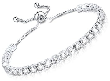 VGWON Cadeau Femme, Bracelet Argent 925 Femme, avec des Perles, Bracelet Personnalisé, Longueur Réglable, Cadeau Anniversaire, Noël, Adolescentes, Sœur, Amie, Fille, Nièce, Maman