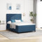 vidaXL Marineblaues Boxspringbett mit Matratze 140X190 cm Stoff modernes Design Indoor Schlafzimmermöbel mit Reißverschlussbezug Schutzpad Topper Schaumstoff