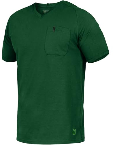 Leibwächter Flex-Line Herren Arbeitsshirt mit Brusttasche – Grün – Gr. 7XL – Relaxed Fit Shirt Baumwolle – T-Shirt mit V-Ausschnitt – Antibakteriell und Antipilling