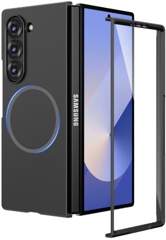 HWeggo für Galaxy Z Fold 6 Magnetisch Hülle, Schwarz | Kompatibilität mit Wireless Charging & Integriertem Display Schutz, Matt & Stoßfest Ultradünne Hülle für Z Fold 6