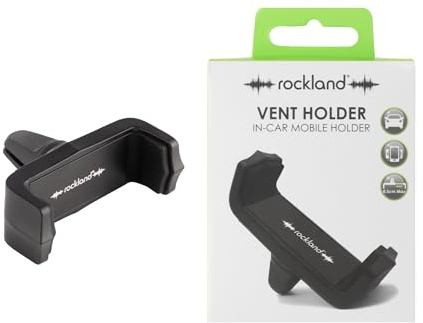 Rockland Vent Car Phone Holder, Universal Air Vent Mount, Adjustable Clamps, Compact Design, Hands-Free Mobile Holder for Cars, Black