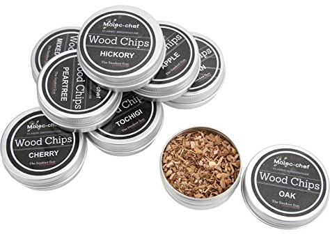 Qqmora 8 Pezzi Whisky Wood Chip per Affumicatura Cocktail Smoker Kit Chips Bevande Affumicate Migliora Il Gusto Frutta Principianti Professionisti Bevande Cibo Cocktail Vino Whisky
