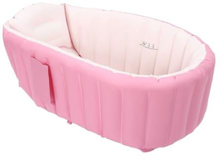 Vasca da bagno gonfiabile con pompa ad aria, vasca da bagno pieghevole portatile per bambini per doccia bambini piatto doccia antiscivolo mini aria piscina (rosa)
