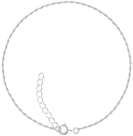 Löb 925 Silber Fußkette Singapurkette 25cm, Damen Fußkettchen verstellbare Länge Minimalistisch Modern