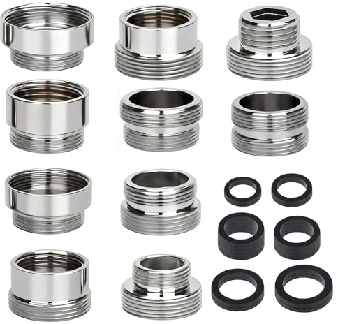 CATELL 10 Pcs Adaptateurs de Robinet Adaptateur de Robinet Universel avec Filetage Connecteur Aérateur Connecteur D’aérateur avec Joint en Caoutchouc pour Tuyau D'arrosage de Cuisine Robinet D'évier